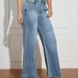 Miss Chase Light Blue Denim Solid Jeans image 3