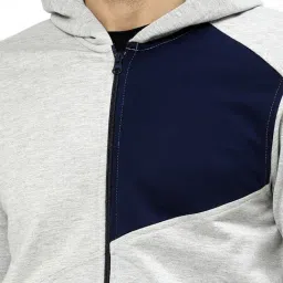 Kalt Grey Regular Fit Solid Hooded Sweatshirt image 5