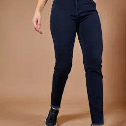 DOLCE CRUDO Dark Blue Mid Rise Stretchable Jeans-image-8