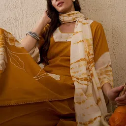 Indo Era Women Floral Embroidered Regular Beads and Stones Kurta with Trousers & With Dupatta image 5
