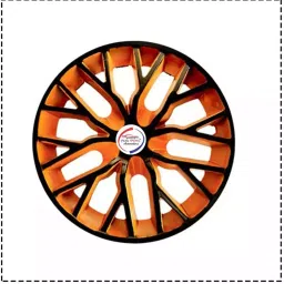 Auto Pearl BO19 R13 r 33.02 cm (13 Inch) ess Type Wheel Hubcap with Retention Ring Glossy Black Orange Wheel Cover for Tata Tiago Revotron XM (Set of 4) image 2