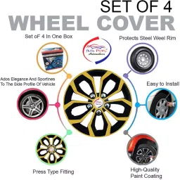 Auto Pearl Cop01_355.6 mm(14 Inch) Press Type Wheel Cap Hubcap with Retention Ring Glossy Golden Wheel Cover for Mahindra Logan14 cm image 2