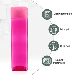 Kuber Industries Pink & Blue Set of 6 Plastic Solid Water Bottle image 5