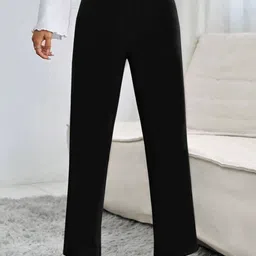 BAESD Women Relaxed Straight Leg High-Rise Trousers-image-53