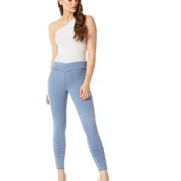 Miss Chase Light Blue Embellished Jeggings image 4
