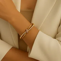 ZEVORA Luxe Crystal 18k Gold Plated Cross Bangle image 4