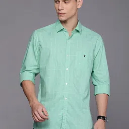 Louis Philippe Sport Pure Cotton Slim Fit Checked Casual Shirt-picture-39