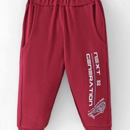 Zero Interlock Knit Full Length Lounge Pantwith Text Print - Maroon-picture-6