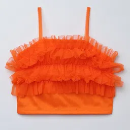 Taffykids Net Knit Sleeveless Ruffle Detailed Crop Top - Orange-picture-20