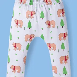 Doodle Poodle 100% Cotton Single Jersey Knit Full Length Diaper Leggings With Animal Print - White-picture-19