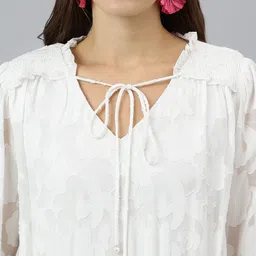 Latin Quarters Women Self Design Abstract Tie-Up Neck Top image 2