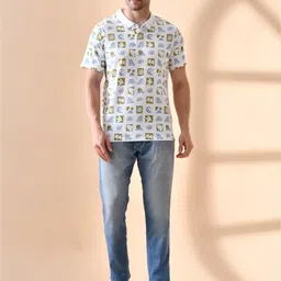 Mast & Harbour Men Geometric Printed Polo Collar Cotton T-shirt image 5