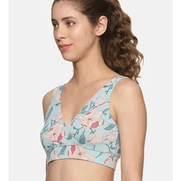 &Circus Modal Pack Of 2 Solid & Floral Printed Maternity Bra With Nursing Access - Multi Colour image 3