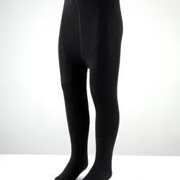 Cute Walk By Babyhug Cotton Knit Solid Coloured Anti Bacterial Tights - Black image 2