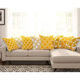 SEJ by Nisha Gupta Yellow & White Cushion Covers - Set of 8-picture-2