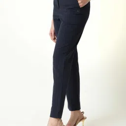 RAREISM Navy Blended Solid Trousers image 4