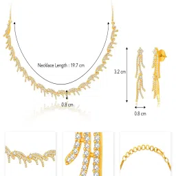 Peora Gold Plated Contemporary CZ Studded Fancy Dangler Necklace & Earring image 4