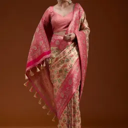 Koskii Beige Stonework Silk Silk Saree-picture-48