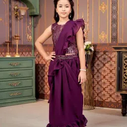 Aarika Girls Purple Embroidered Lehenga Choli Set image 4