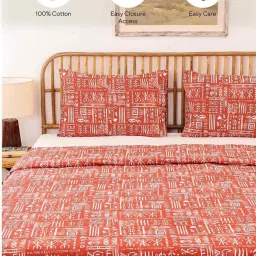 House This Gamathi Rust & White Cotton 144 TC Single Duvet Cover image 4