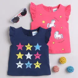 Bumzee Kids Navy & Pink Printed T-Shirt (Pack Of 2)-image-55