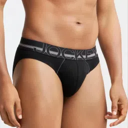 Jockey US17 Black Super Combed Cotton Rib Briefs with Ultrasoft Waistband - Pack of 2 image 4