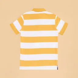 Pantaloons Junior Kids Yellow & White Cotton Striped Polo T-Shirt image 4