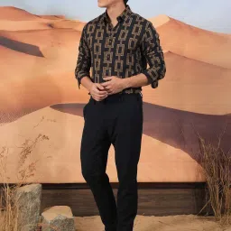 Rare Rabbit Grey Regular Fit Geometric Shirt image 4