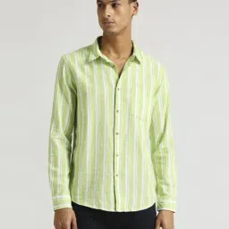 Pepe Jeans Green Cotton Regular Fit Striped Shirt-image-76