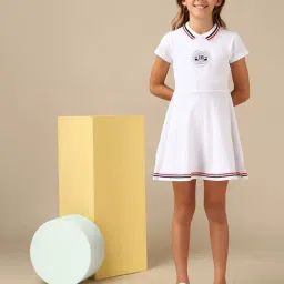 U.S. Polo Assn. Girls White Brand Appliqued Skater Dress-picture-46