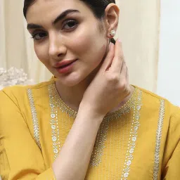 Biba Pearl Brass Stud Earrings for Women image 4