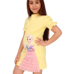 Cutecumber Girls Yellow Applique Regular Fit Dress image 4