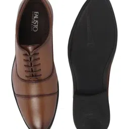 FAUSTO Men's Tan Derby Shoes image 4