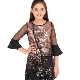 Cutecumber Kids Embellished Black Dress with Bag-image-29