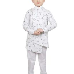 SG Yuvraj Kids White Printed Kurta with Pyjama-picture-38