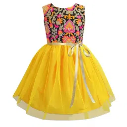 A.T.U.N. Yellow & Black Embroidered Dress-picture-42