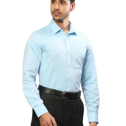 Raymond Blue Cotton Contemporary Fit Shirt image 4