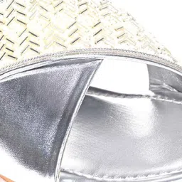 Scentra Women's Silver Cross Strap Sandals image 4