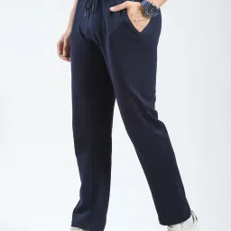 Rock.It Navy Blue Cotton Blend Regular Fit Solid Trackpants image 4