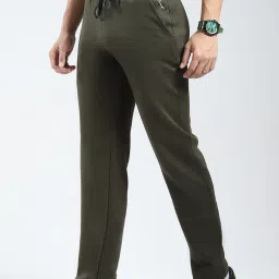 Rock.It Olive Cotton Blend Regular Fit Solid Trackpants image 4