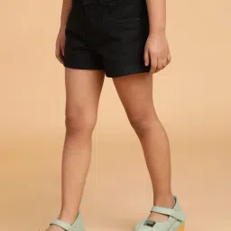 tales & stories Tales And Stories Girls Black Washed Shorts image 4