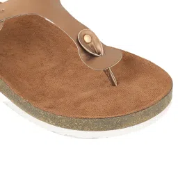 Mozafia Women's Gold T-Strap Sandals image 4