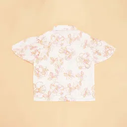 Pantaloons Junior Kids White & Peach Floral Print Top image 4