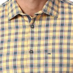 Basics Yellow Slim Fit Checks Shirt image 4