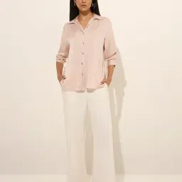 Wardrobe by Westside Light Pink Textured Shirt image 3
