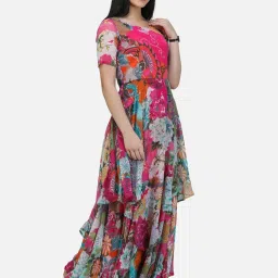 Scorpius Pink Floral Print Maxi Dress image 4