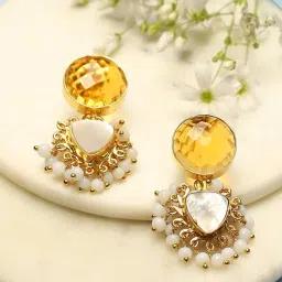 Biba Women Yellow Brass Dangler Earrings-picture-13