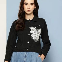 Aarika Black Denim Embroidered Jacket-picture-34