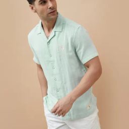 Code By Lifestyle Light Green Regular Fit Embroidered Shirt-picture-31