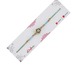 eCraftIndia Stone Studded Flowers Design Thread Rakhi image 2